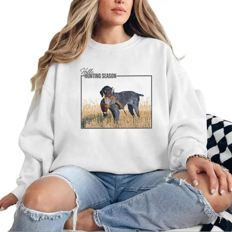 Hello Hunting Season Dog Turkey Mallard Duck Sweatshirt T-shirt, Hoodie, Unisex Nature Animal Lover, Dog Turkey Duck Deer...
