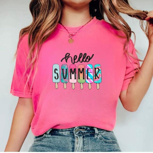 "Hello Summer" t-shirt Sweatshirt, Hoodie, Comfort Colors | HypeCrazeTee.com