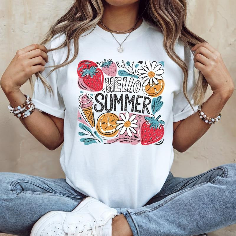 Hello Summer Square DTF Transfers - THIS IS NOT A SHIRT Hoodie, Sweatshirt | HypeCrazeTee.com