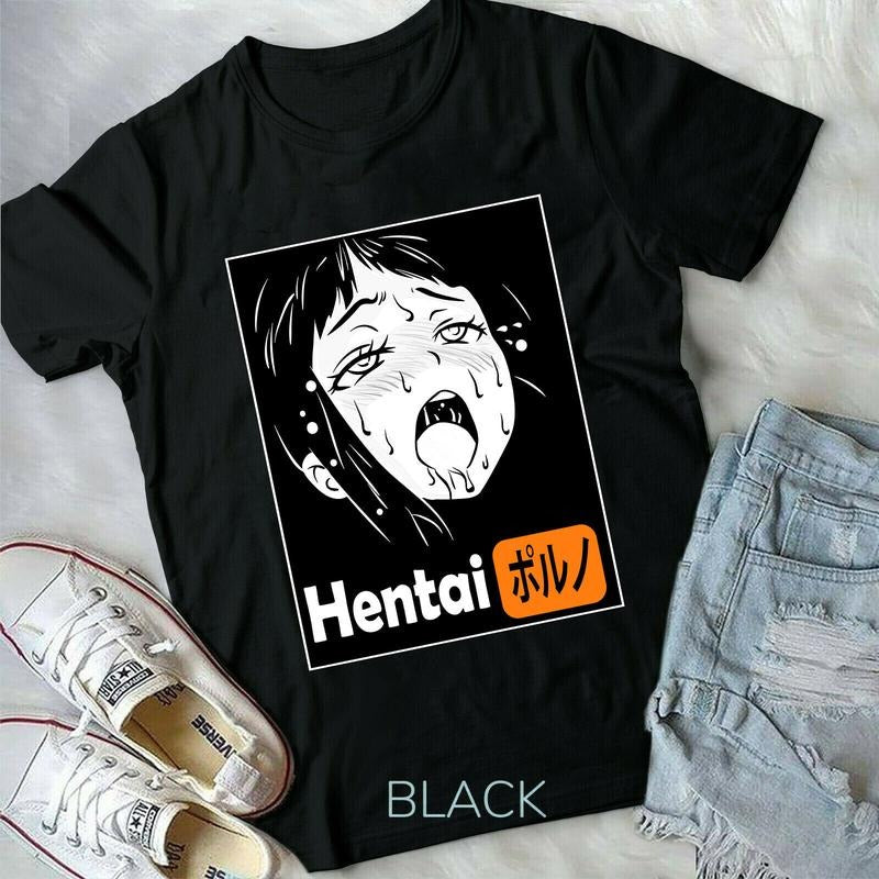 Hentai Waifu Ahegao Cute Sexy Girl Gothic Lewd Otaku Manga Anime Black T-Shirt S-4XL Hoodie, Sweatshirt | HypeCrazeTee.com