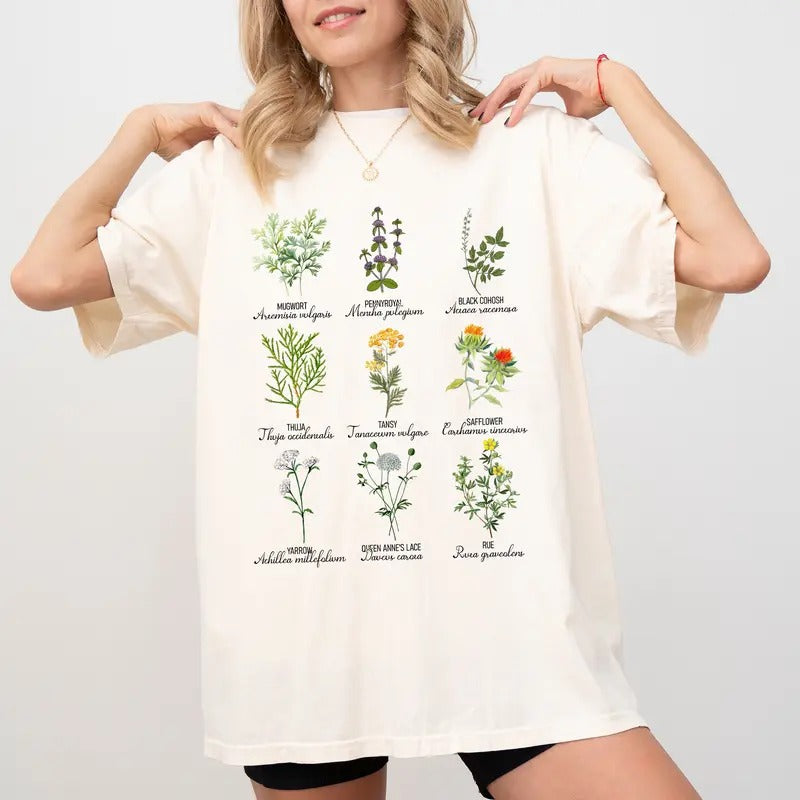 Herbs For Reproductive Freedom Comfort Colors Shirt, Vintage Botanical Graphic Tee, Women's Rights Oversized T-shirt...