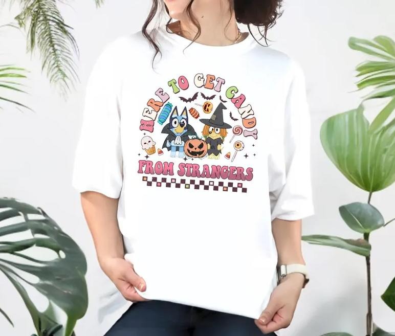 Here To Get Candy From Stranger Blu.ey Shirt, Blu.ey and Friends Masquerade Shirt Hoodie, Sweatshirt | HypeCrazeTee.com