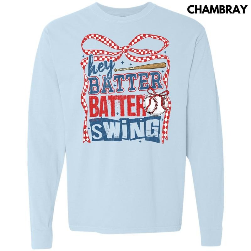 Hey Batter Swing Long Sleeve Comfort Colors T-Shirt 'NLB' Hoodie, Sweatshirt | HypeCrazeTee.com