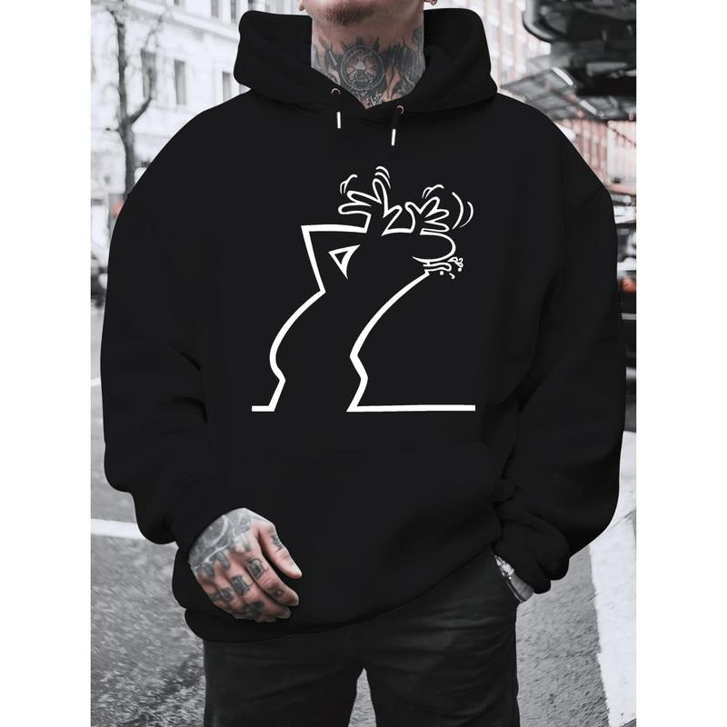 Hey Let It Out Loud Men's Vibrant Red Hoodie with Bold White Letter Print - 2024 New Plush Fleece Casual Pullover,...