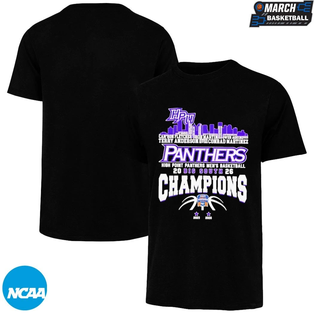 High Point Panthers Champions 2026 Big South Men’s Basketball T-Shirts