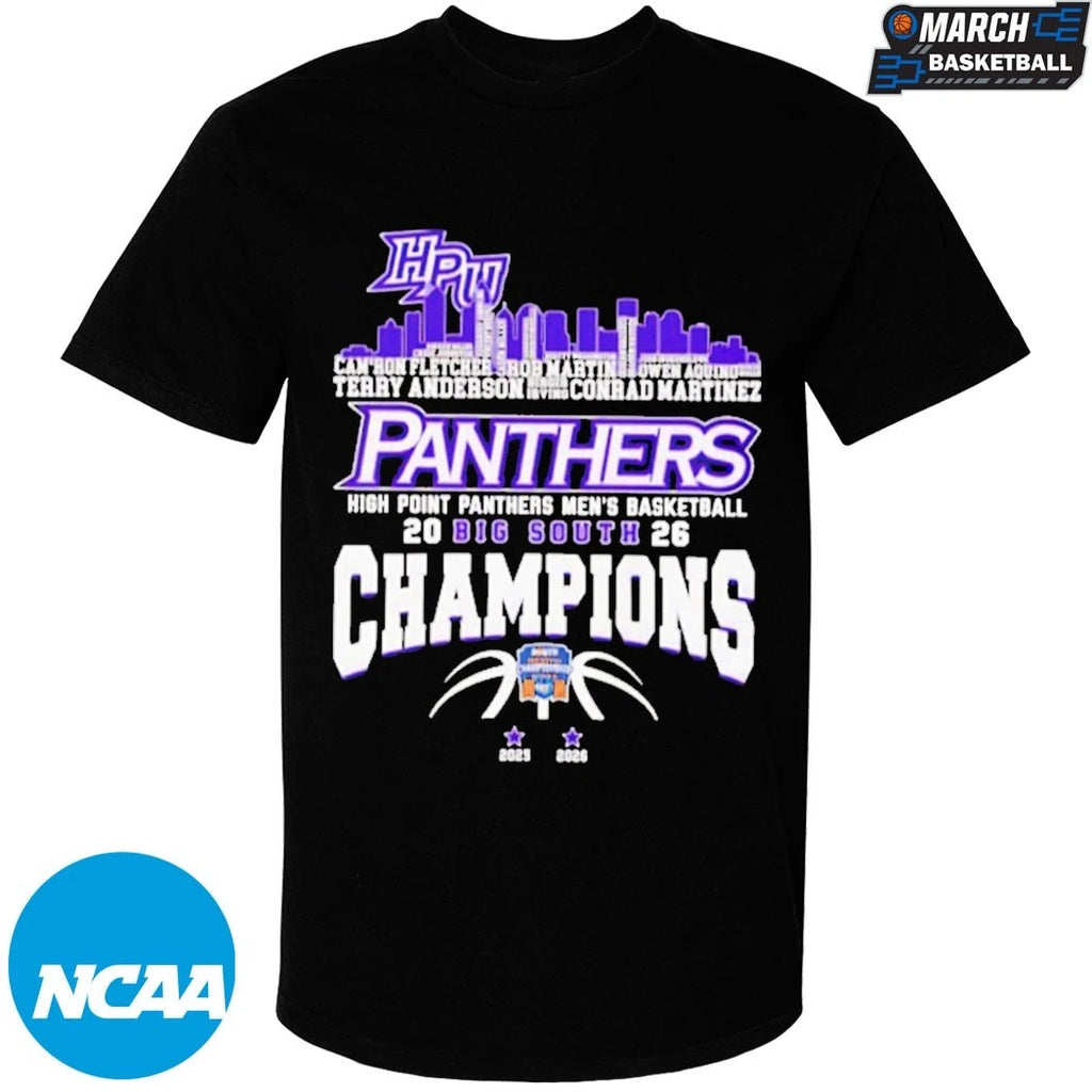 High Point Panthers Champions 2026 Big South Men’s Basketball T-Shirts
