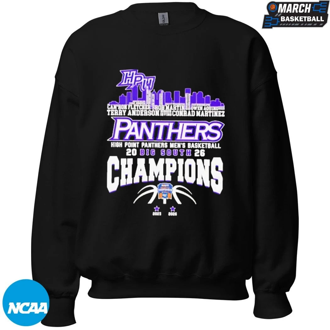 High Point Panthers Champions 2026 Big South Men’s Basketball T-Shirts