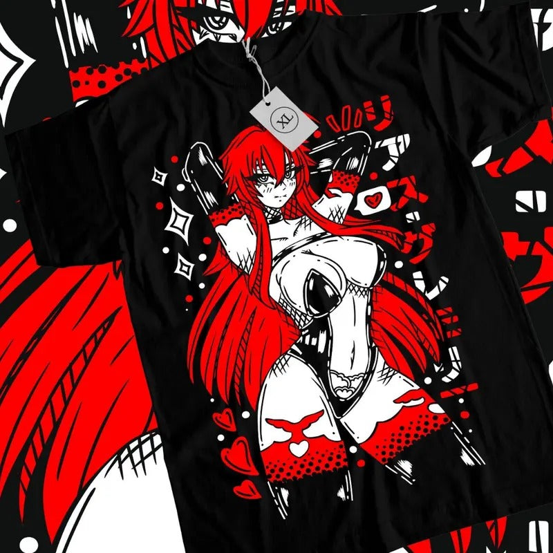 High School DxD T-Shirt & Sweatshirt, Rias Gremorye Aesthetic Cute Waifu Graphic Tee, Anime Manga Lover Gifts Hoodie