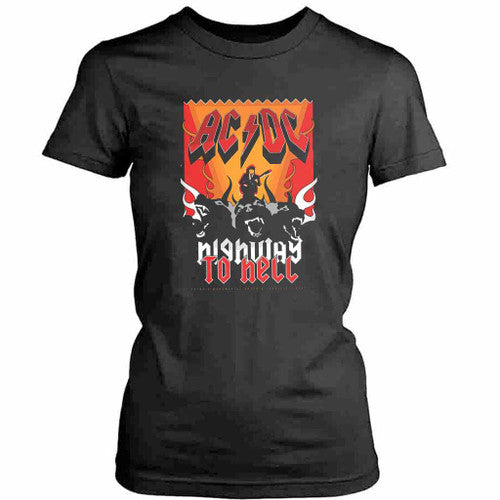 Highway To Hell Acdc Retro Vintage Womens T-Shirt Tee