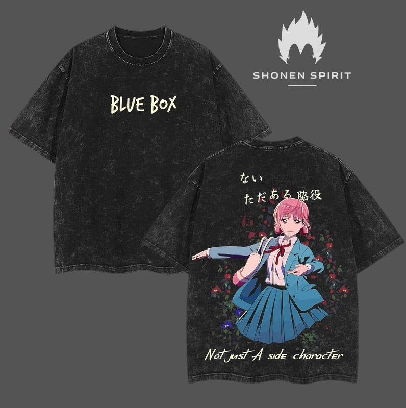 Hina Chono - Blue Box Anime Double Printed Vintage Washed Tee Unisex Oversize Anime Manga Washed Lightweight Cotton...