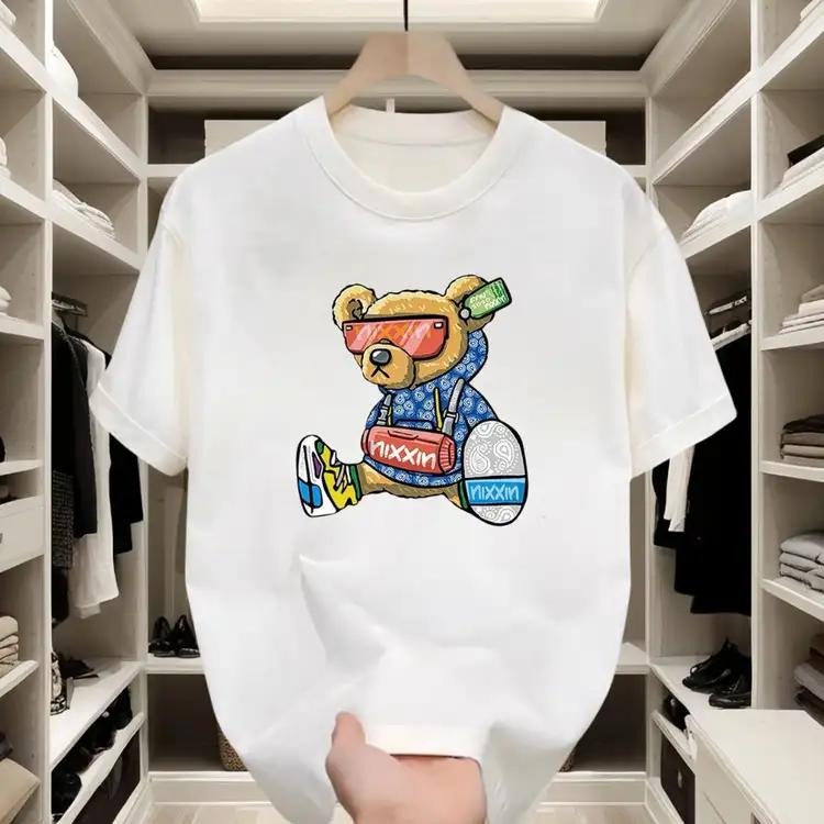 Hip - hop Style Cotton T - shirt |   Trendy Bear Print for Street Outings Hoodie, Sweatshirt | HypeCrazeTee.com