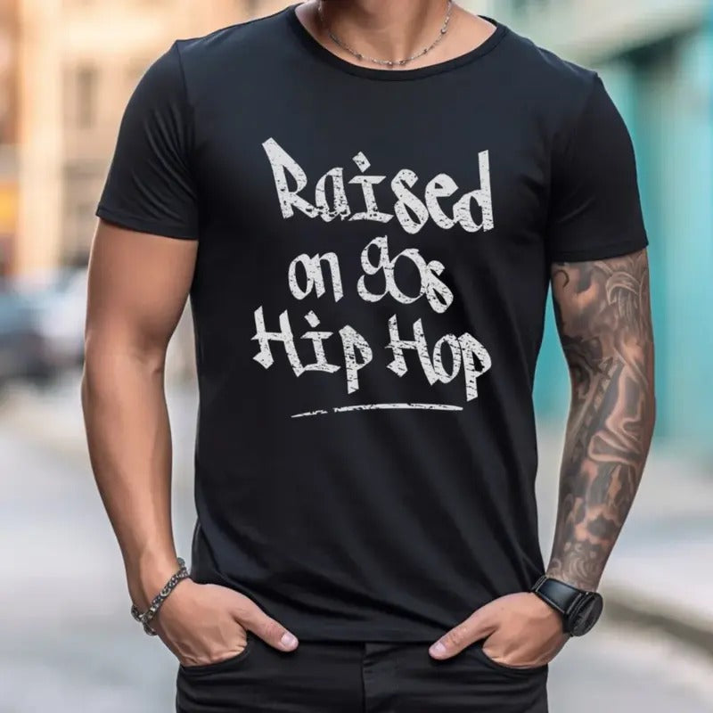 Hip Hop Shirt, Raised On 90s Rap T Shirt, Retro Urban Rap Music Tee, Old School Rapper Tshirt, Unisex Short Sleeve Tee...