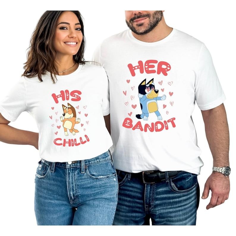 His Chilli Her Bandit Valentines Day Shirt, Funny Couple Valentine, Family hoodie, Mum Dad  Hoodie and Sweater; T-shirt...