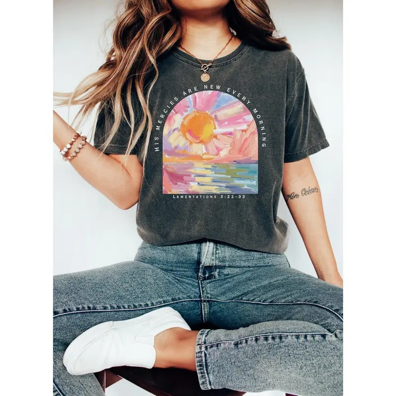 His Mercies Are New Every Morning Shirt, Christian Shirt, Jesus Lover Gift, Bible Verse Shirt, Religious T Shirt, Bible...