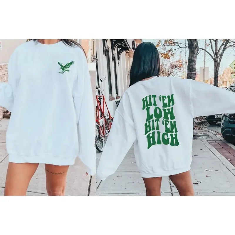 Hit 'Em Low Hit 'Em High Sweatshirt, Road to Victory Sweatshirt, Philly Sweatshirt, Philadelphia Shirt, Game Day Shirt Hoodie