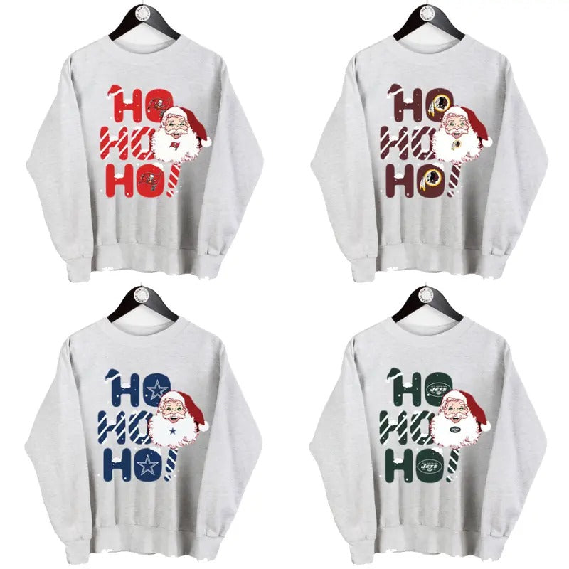 Ho Ho Ho Santa All Team Football Sweatshirt, Christmas Football Team T-Shirts, Hoodie | HypeCrazeTee.com