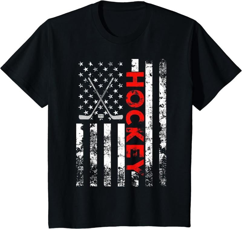 Hockey Shirt, American Flag Hockey USA Patriotic Gift T-Shirt Clothing Menswear Hoodie, Sweatshirt | HypeCrazeTee.com