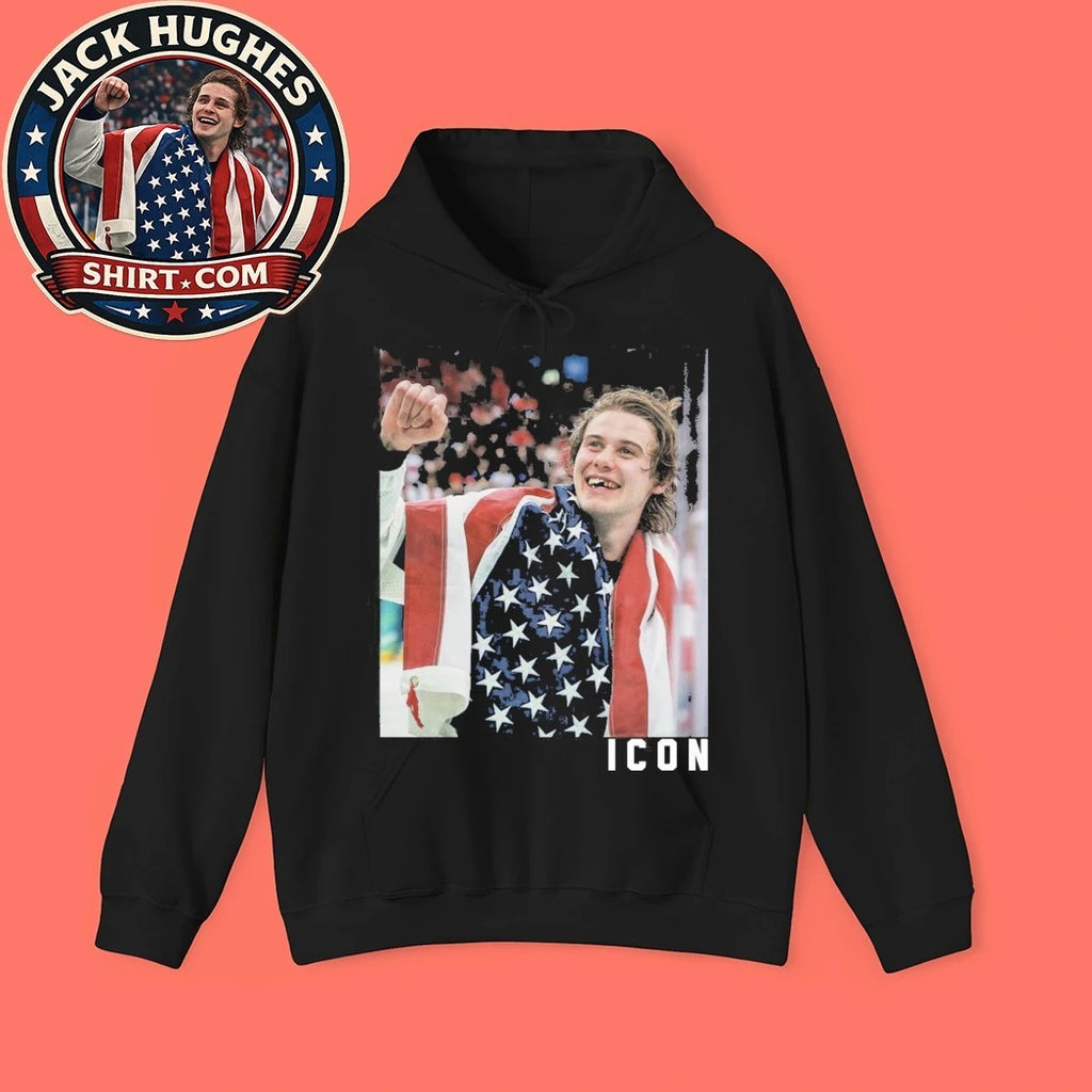Hockey USA Golden Goal Jack Hughes Icon Tee Shirt