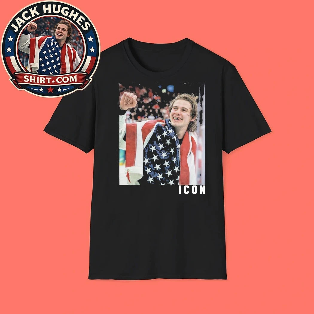 Hockey USA Golden Goal Jack Hughes Icon Tee Shirt