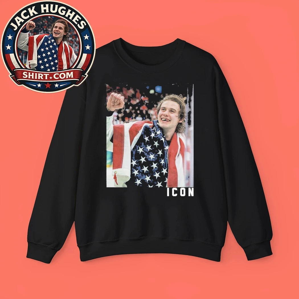 Hockey USA Golden Goal Jack Hughes Icon Tee Shirt