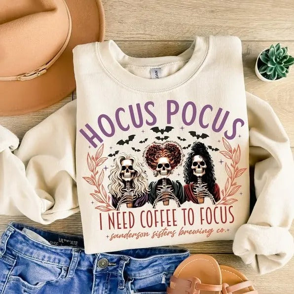 Hocus pocus I need to focus shirt, Halloween Party Shirt, Cute Halloween Outfit, Sanderson Sisters Shirt, Hocus Pocus...