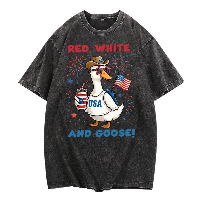 Holiday - Inspired Washed T - Shirt Featuring a Quirky USA