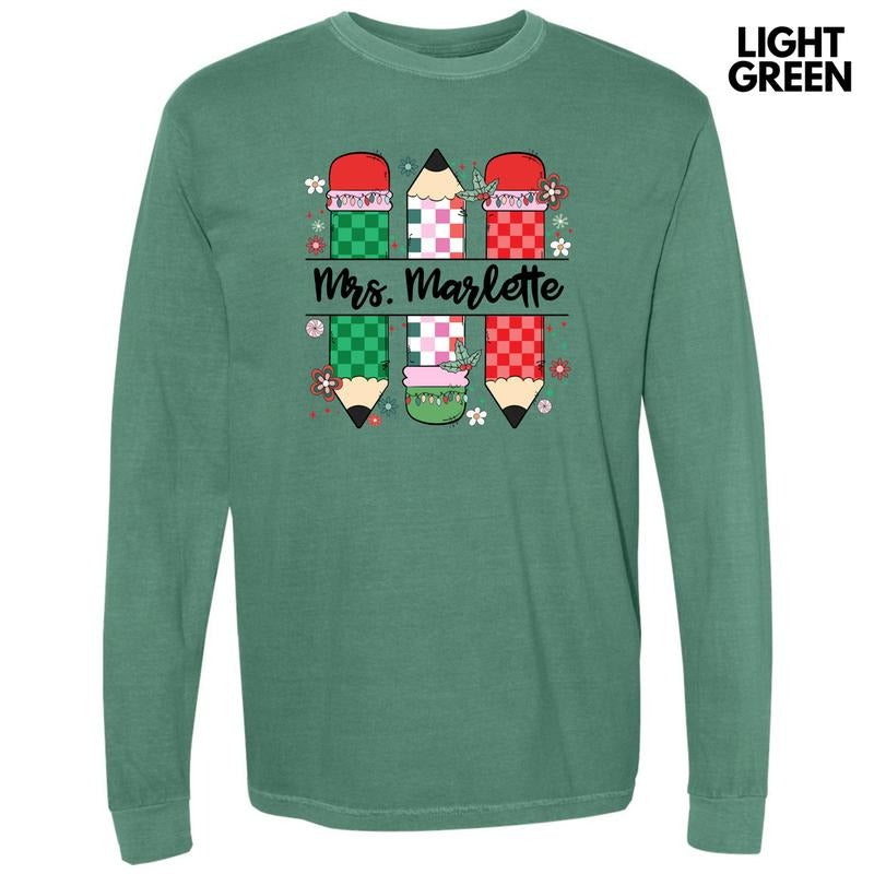 Holiday Pencils CUSTOM Long Sleeve Comfort Colors T-Shirt 'NLB' Hoodie, Sweatshirt | HypeCrazeTee.com