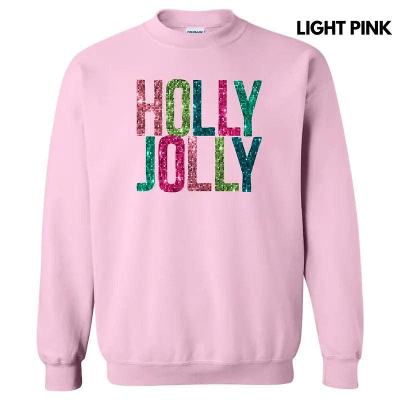 Holly Jolly FAKE Sequins Sweatshirt T-Shirts, Hoodie | HypeCrazeTee.com