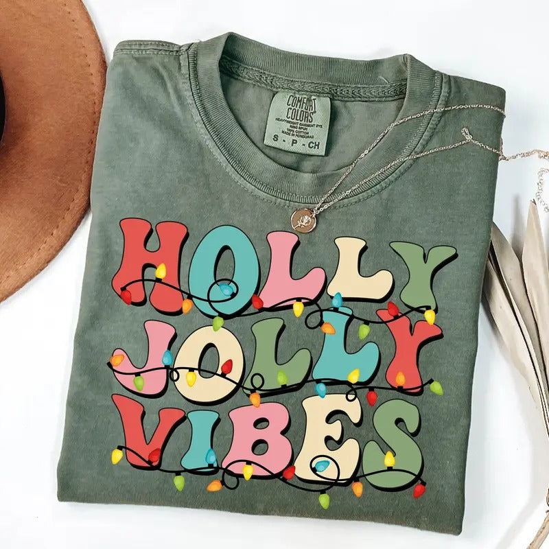 Holly Jolly Merry Christmas Shirt, Merry And Bright Christmas Shirt, Cute Christmas Gift, Christmas Party Shirt, Holiday...