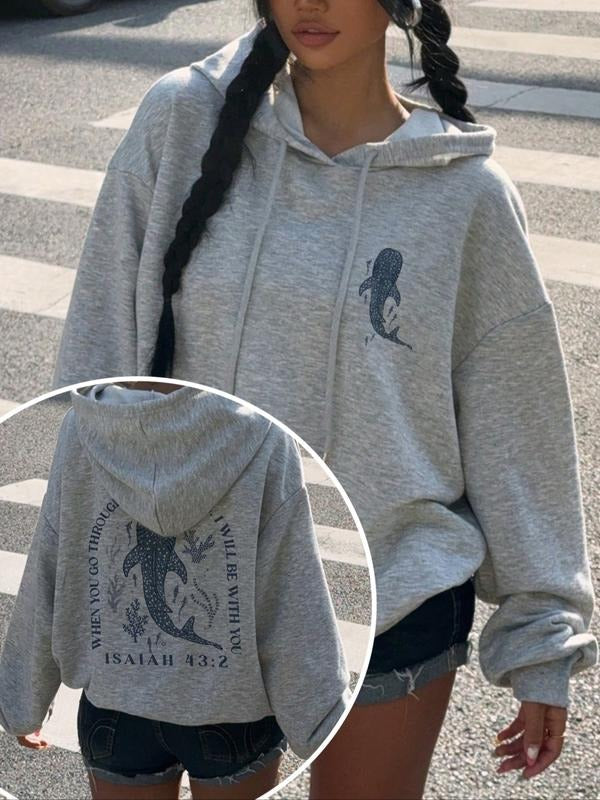 Hooded Fleece Pullover Sweatshirt with Letter Print, Thick Loose-Fitting Casual Top for Fall & Winter, Warm and Stylish...