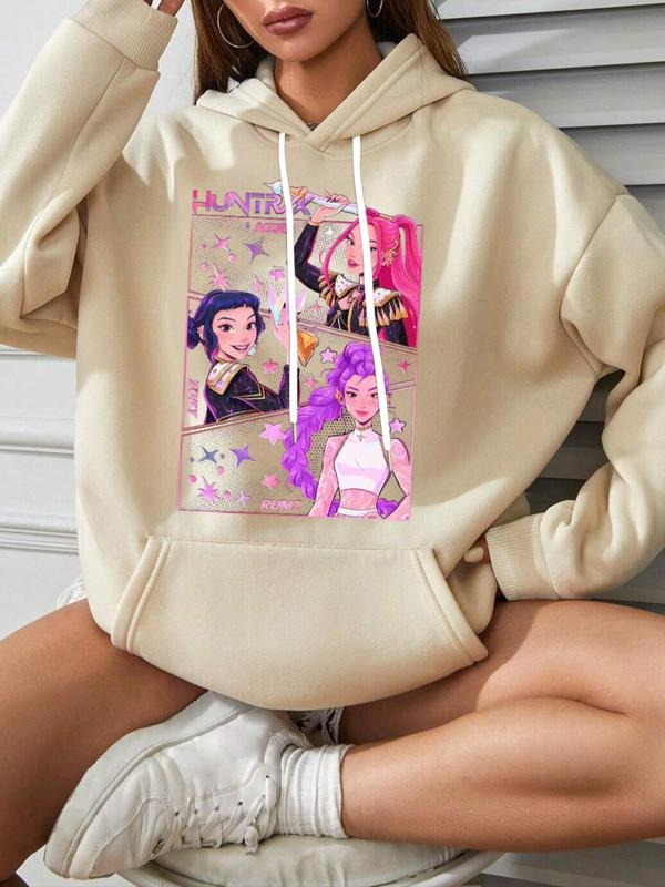 Hooded Long Sleeve Printed Sweatshirt for Casual Wear, Thick Knit Fabric Ideal for Fall & Winter, Fitted Style with...
