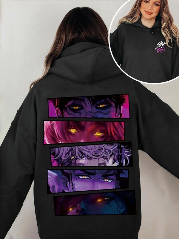 Hooded Long Sleeve Printed Sweatshirt for Casual Wear, Thick Knit Fabric Ideal for Fall & Winter, Fitted Style with...