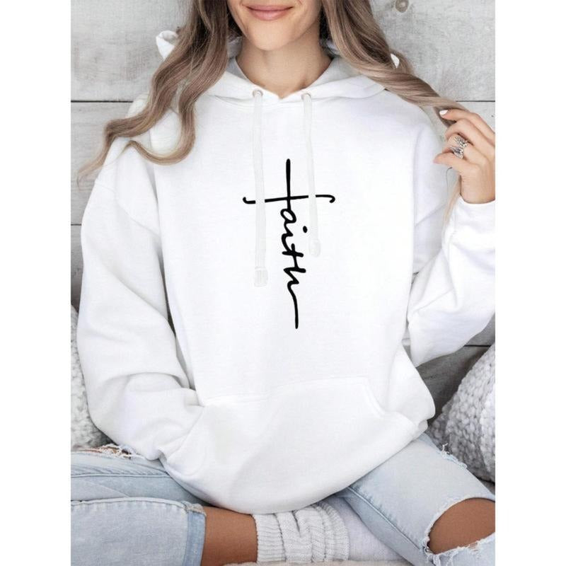 Hoodie, Faith Shirt Faith Graphic Long Sleeve Sweatshirt, Stylish And Comfortable Hoodie, A Double-Layer Hood Hoodie,...
