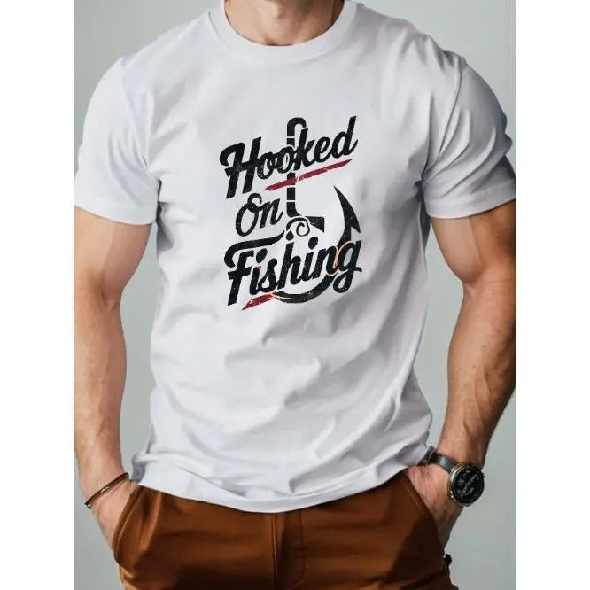 Hooked on Fishing pure cotton men's Tshirt comfort fit Made in USA Hoodie, Sweatshirt | HypeCrazeTee.com