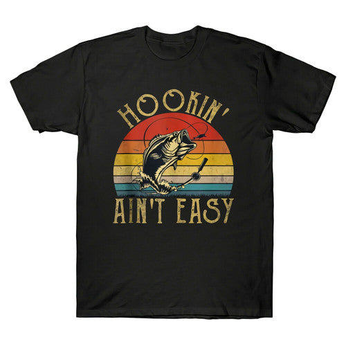 Hookin Aint Easy Funny Fishing Lover Vintage Man's T-Shirt Tee