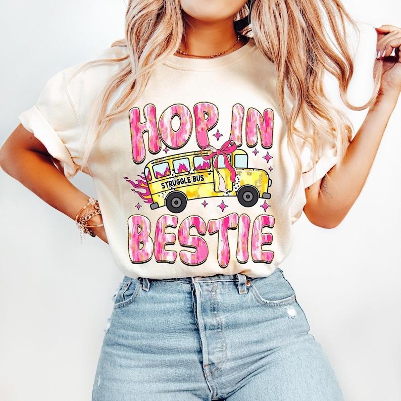 Hop in Bestie, Struggle Bus, Retro Mental Health, Anxiety Tshirt Hoodie, Sweatshirt | HypeCrazeTee.com