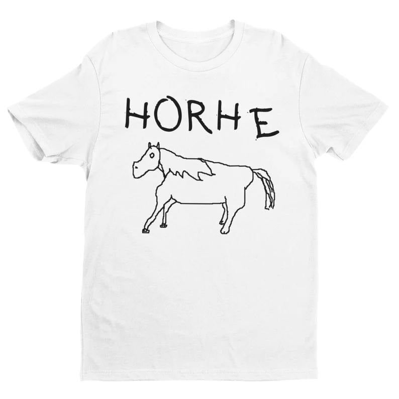 Horhe, Funny Shirt, Ironic Shirt, Funny Gift, Cursed Tee, Weird Shirt, Funny Meme Shirt, Badly Drawn Horse, Funny Animal,...