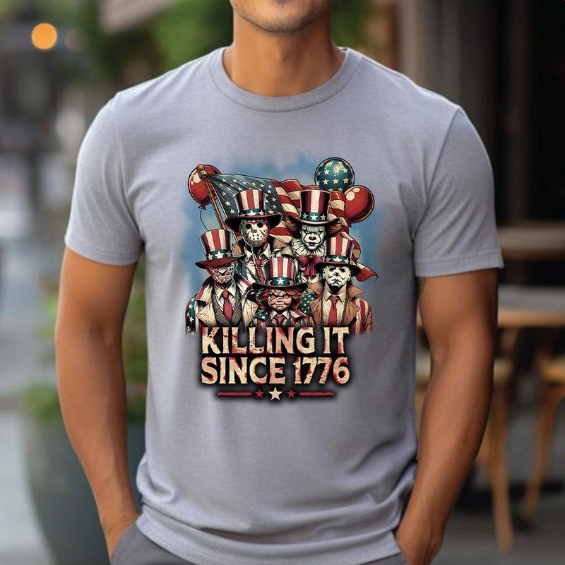Horror Characters 4th Of July Shirt, Fourth Of July Shirt, Retro America Shirt, Independence Day Shirts Hoodie, Sweatshirt