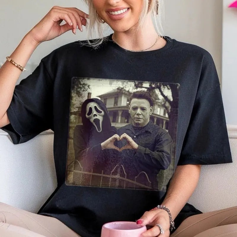 Horror Movie Halloween Shirt, Scary Vintage Scary Movie Tee, Myers Ghostface, Retro Horror Film, Funny Couple Gift, Funny...