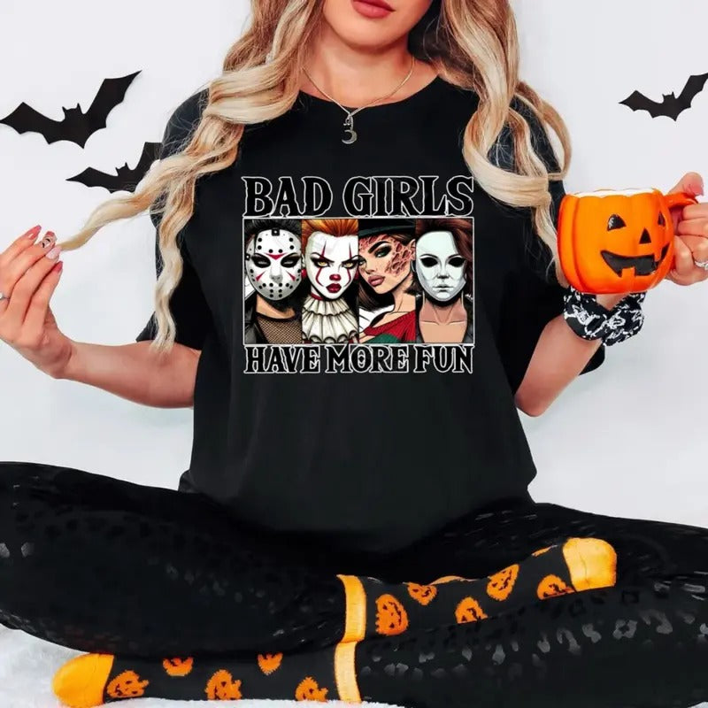 Horror Movie Tshirt, Halloween Bad Girls Tshirt, Friend Horror Tshirt, Gangster Tshirt, Horror Characters Tshirt, Unisex...