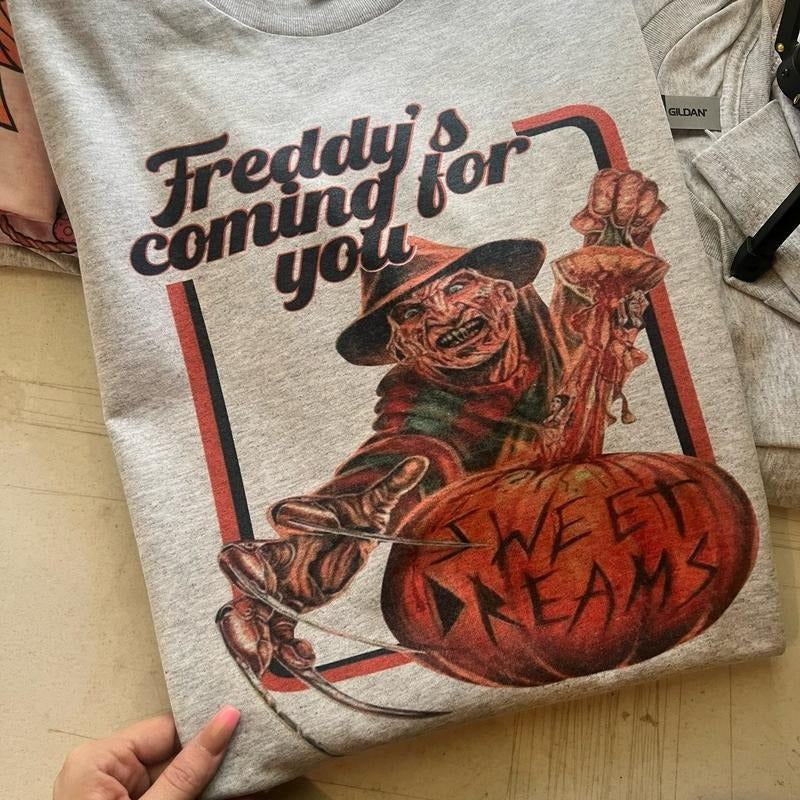 Horror Gildan Bleached Sublimation Comfort Halloween Graphics Menswear Soft Top T-Shirts, Hoodie, Sweatshirt