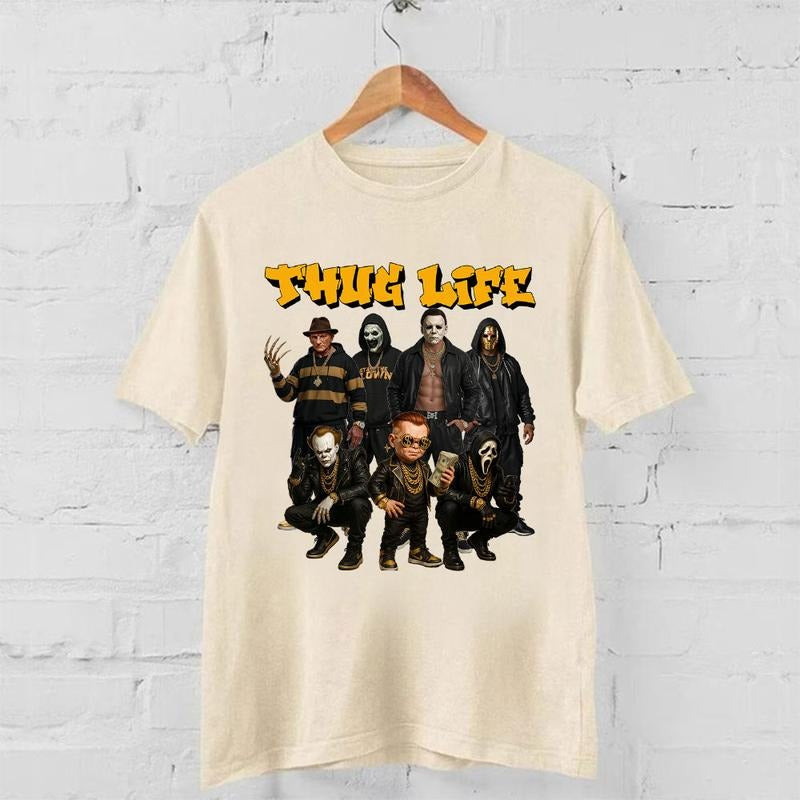 Horror ThugLife Shirt, Horror Swaggy Characters Shirt, Halloween Graphic Tee Hoodie, Sweatshirt | HypeCrazeTee.com