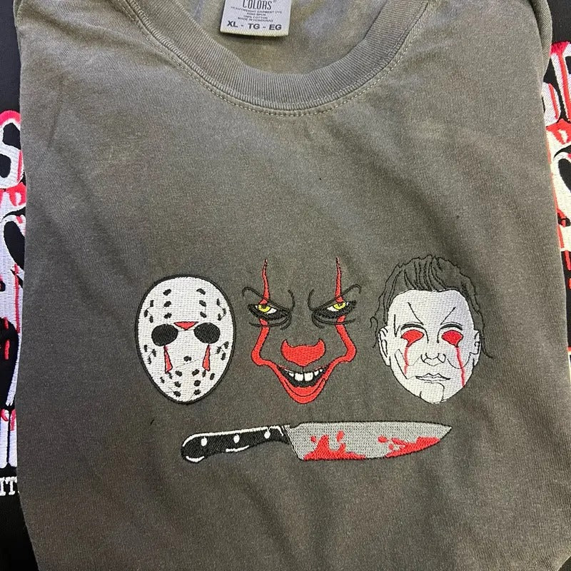 Horror guys embroidered tshirt for men and women . Hoodie, Sweatshirt | HypeCrazeTee.com