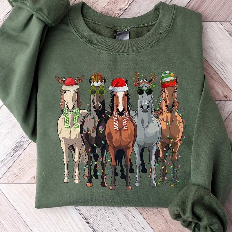 Horse Christmas Crewneck Sweatshirt, Hoodie, T-shirt | HypeCrazeTee.com