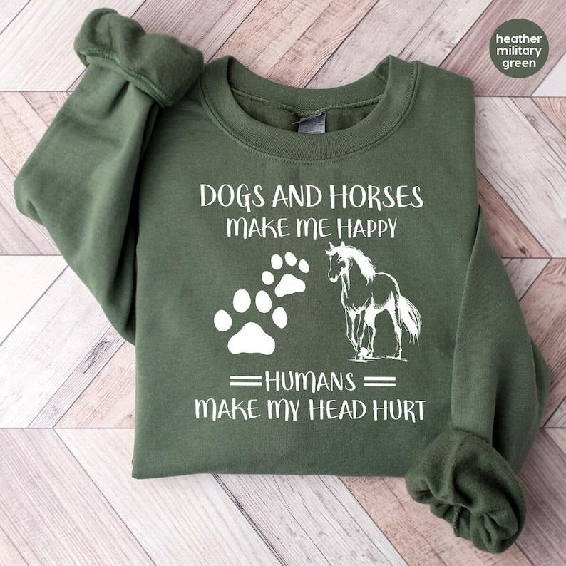 Horse Love Sweatshirt, Country Girl Long Sleeve TShirt, Southern Hoodie, Horse Hooded, Dog Outfit, Dog Mom Gifts, Dogs...