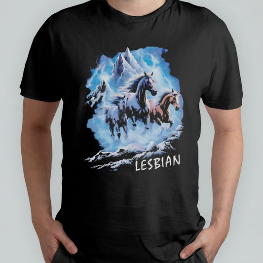Horses running through lightning lesbian vintage shirt