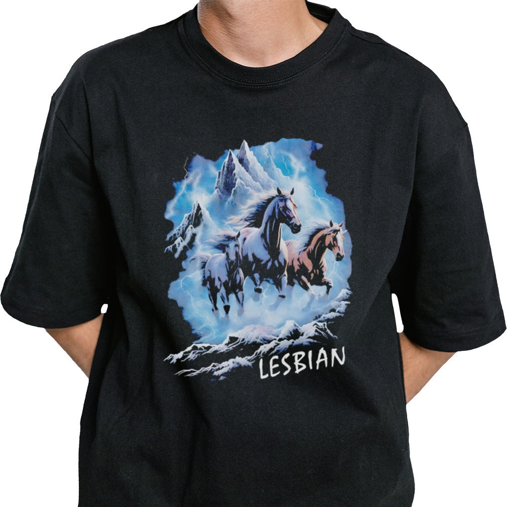 Horses running through lightning lesbian vintage shirt