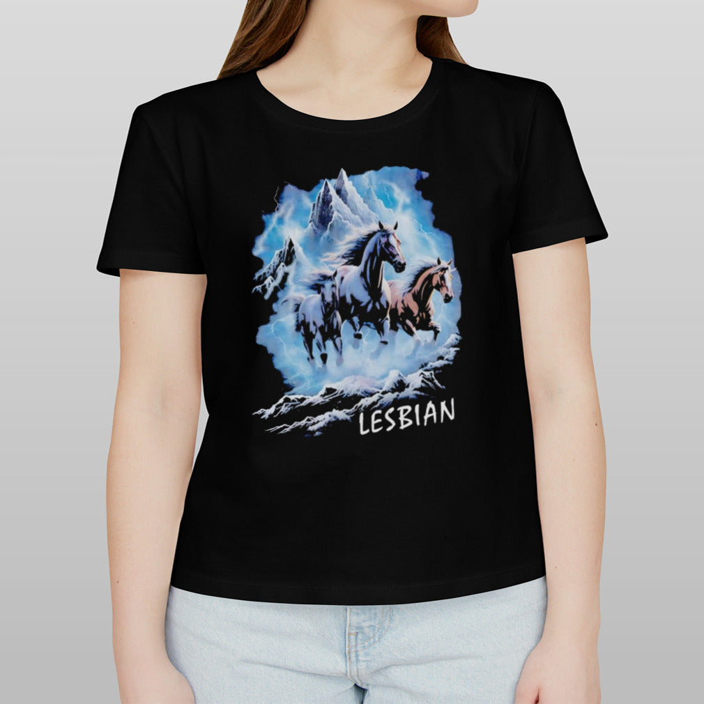 Horses running through lightning lesbian vintage shirt