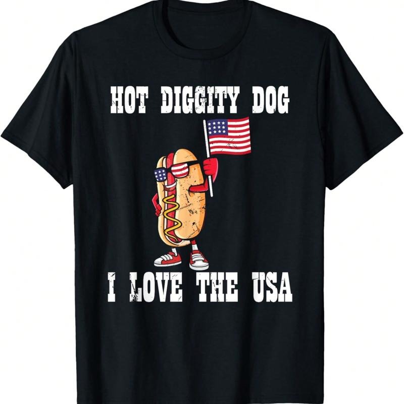 Hot Diggity Dog July 4th Patriotic BBQ Picnic America Funny T-Shirt Hoodie, Sweatshirt | HypeCrazeTee.com