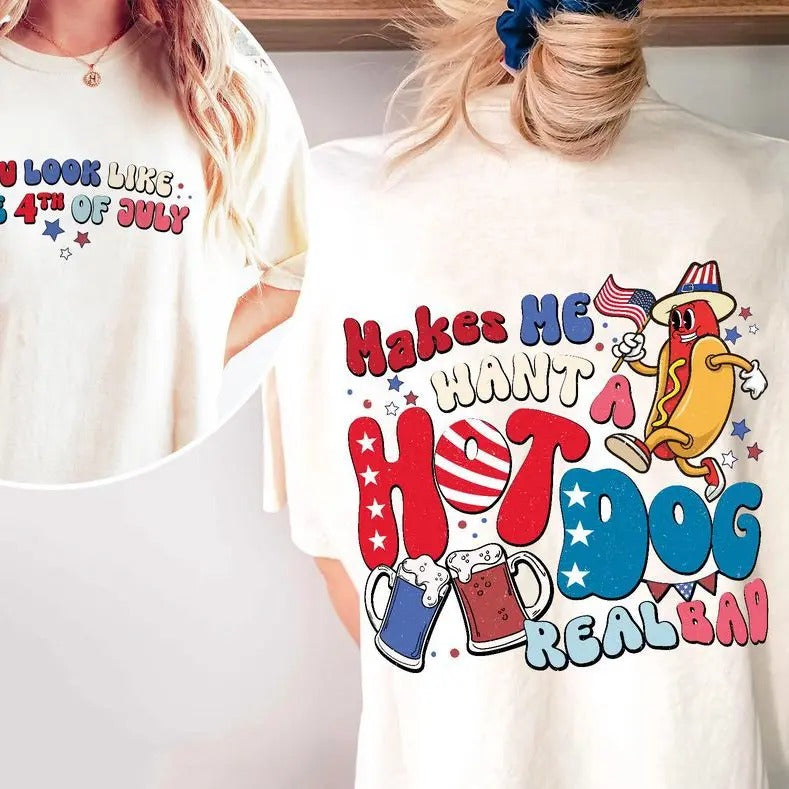 Hot Dog Lover Shirt: You Look Like the 4th of July! Funny Independence Day PNG for a Real Bad Craving Celebrate with this...